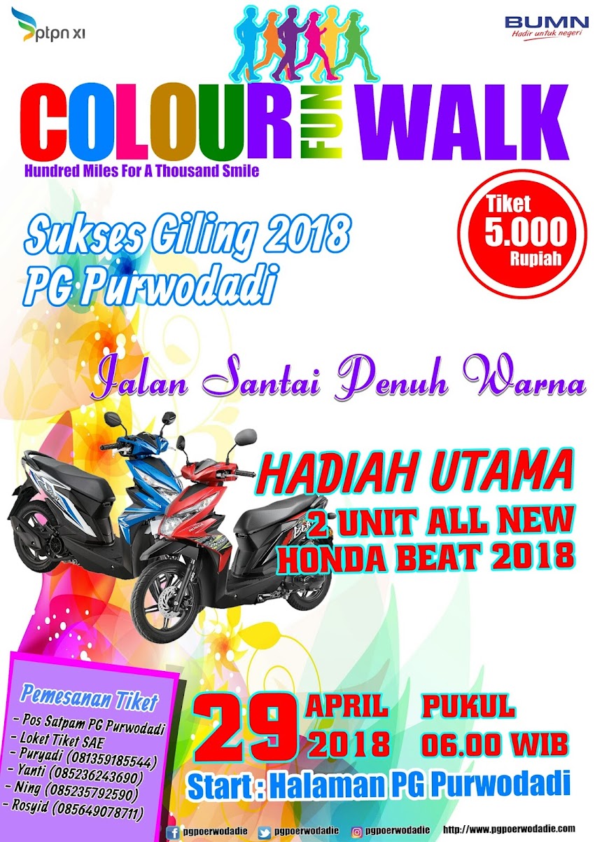 Colour Fun Walk, Jalan Santai Penuh Warna, Sensasi Jalan Santai Jaman Now PG Purwodadi