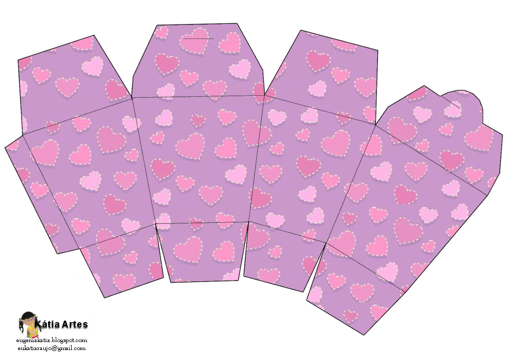 Pink Hearts: Free Printable Take Away Box. 