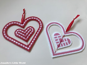 Hanging spinning Hama bead heart decoration for Valentine's Day
