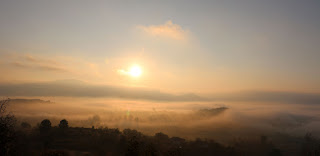 View as the sun rose across the valley