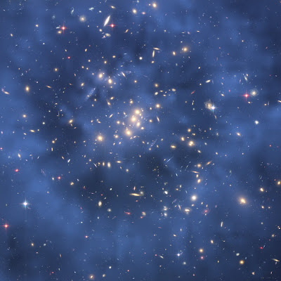 Hubble telescope image showing dark matter in galaxy cluster CI0024+17