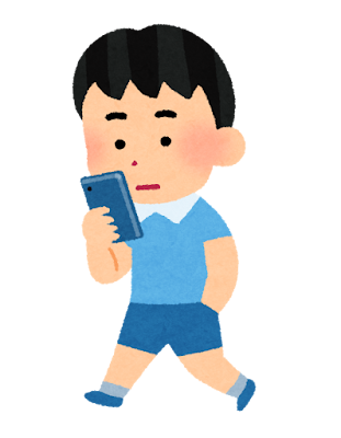 歩きスマホのイラスト（男の子）