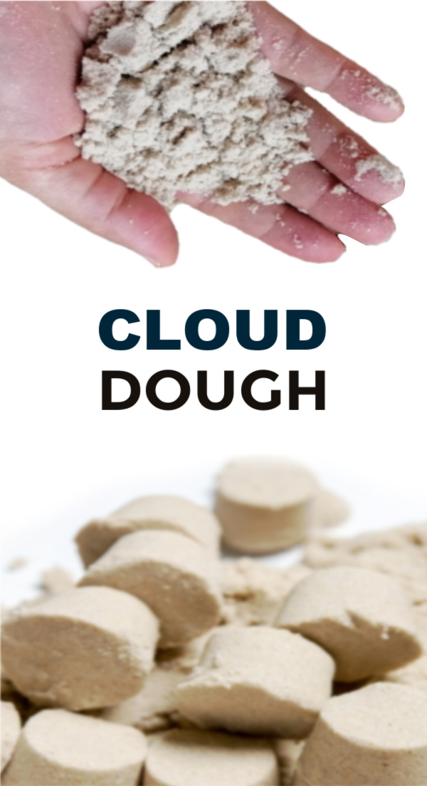 Make mold-able play dough using just two ingredients! #clouddough #clouddoughrecipe #flourdoughforkids #playdough #growingajeweledrose #activitiesforkids