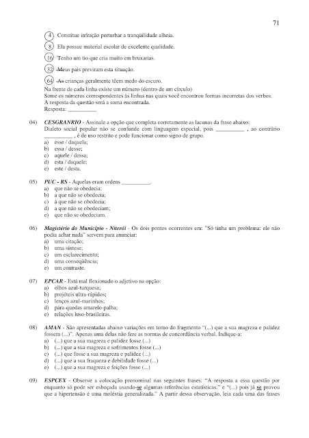 EXERCÍCIOS DE PORTUGUÊS PARA CONCURSOS COM GABARITO EM PDF