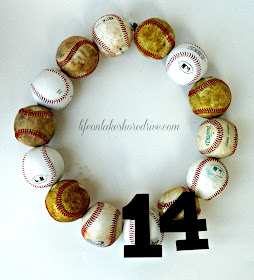 baseball wreath, baseball wreath tutorial, how to make a baseball wreath