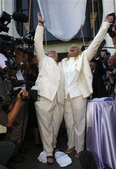 Robin Tyler, left, and Diane Olson at their wedding on June 16, 2008, Los Angeles, California