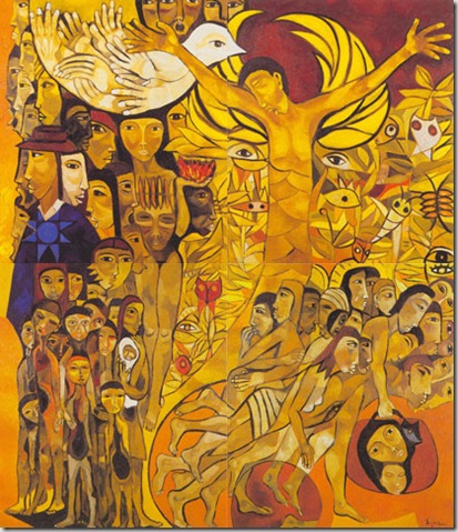 Grito por la Interculturalidad, 2001, cerámica policromada,72 metros cuadrados, Universidad Salesiana – Ecuador