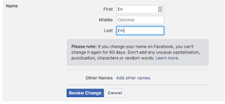 Cara mengubah nama di facebook anda