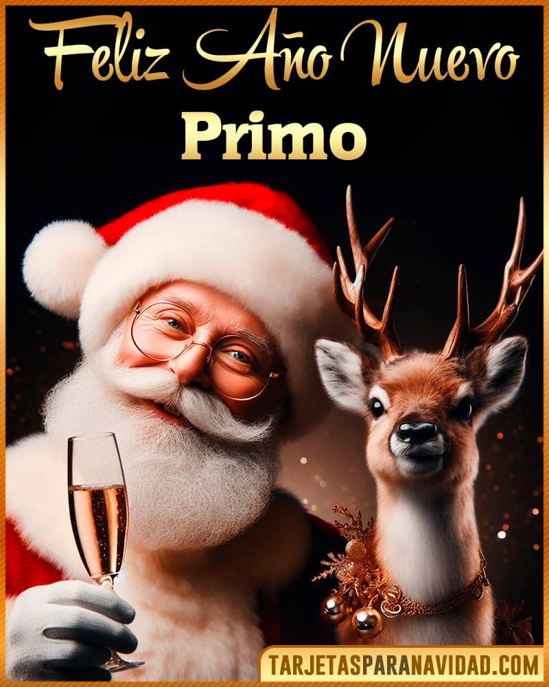 Tarjeta De Feliz Año Nuevo De Papa Noel Para Primo