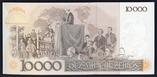 Brazil Banknotes 10 Cruzados on 10000 Cruzeiros bank note 1986