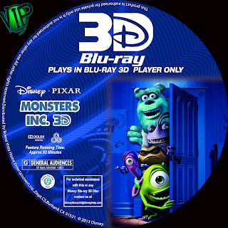 Capa Bluray Label Bluray Monsters Inc. 3D