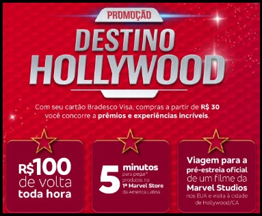 Promoção Destino Hollywood Bradesco Cartões VISA