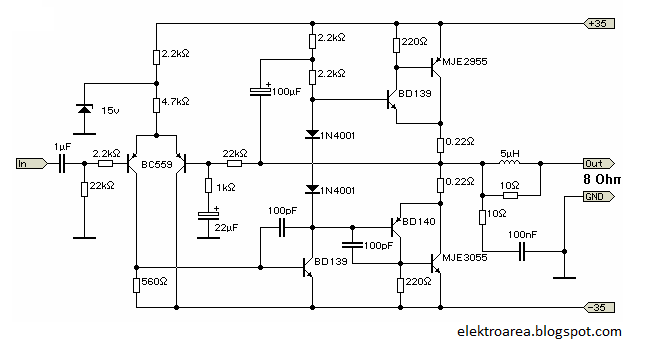 Rangkaian 60 Watt  Power  Amplifier  Koleksi Skema  Rangkaian 