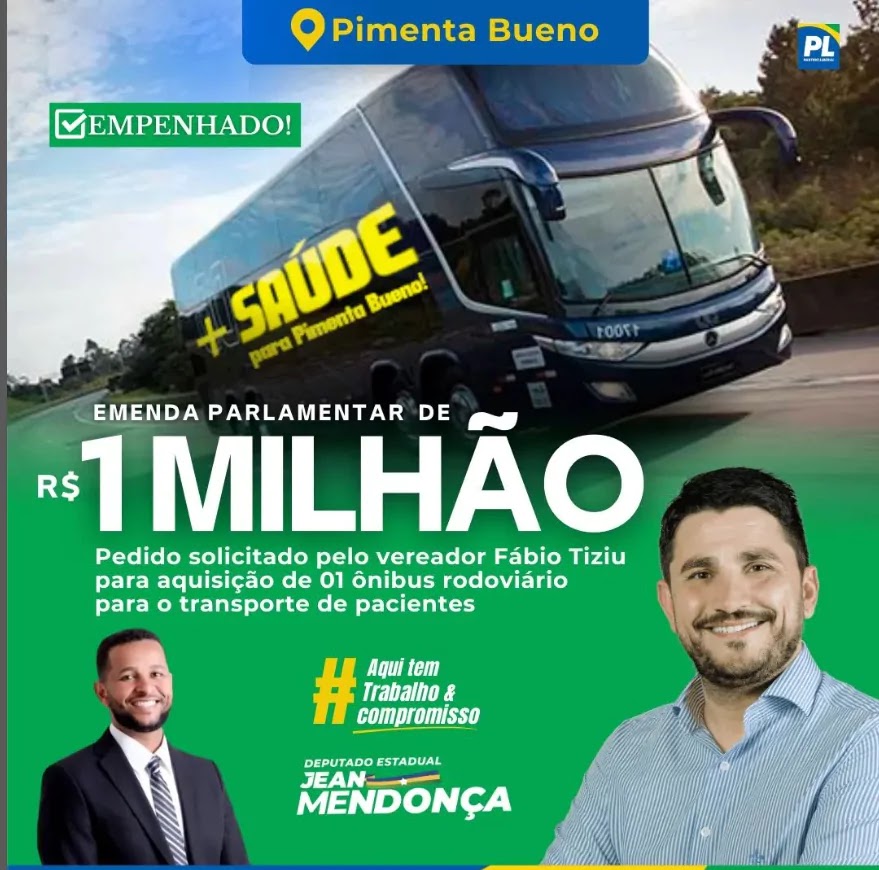 Pimenta Bueno: Recurso do Deputado Estadual Jean Mendonça Garante Ônibus para Saúde