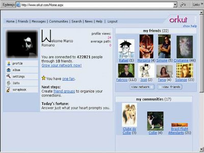 orkut login page. The home-page screenshot of