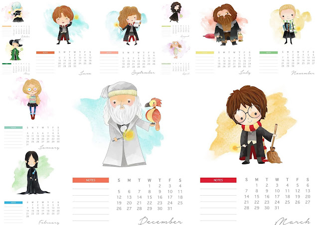 Calendario 2021 de Harry Potter para Imprimir Gratis.