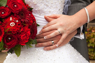 Rings, bouquet and dress detail at Guisborough Hall