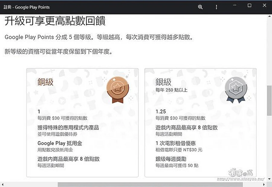 Google Play 商店消費可獲得點數回饋