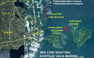 map of sea cow sightings at Chiloe