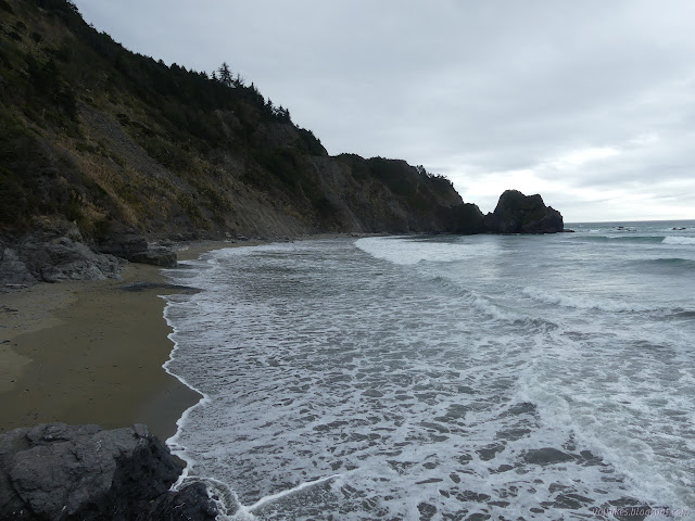 south along the beach