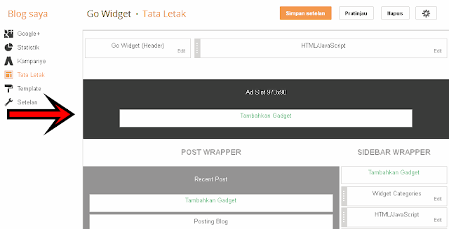 Create Column Add a Gadget (ADD PAGE ELEMENT) under the header