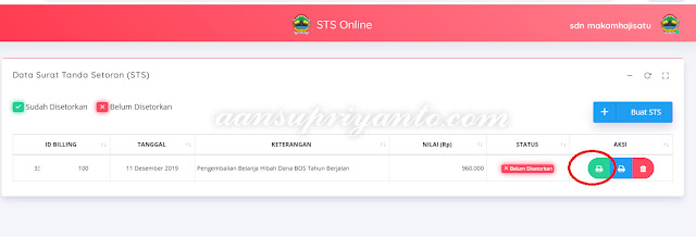 STS-Online, Cara Mengembalikan Kelebihan Dana BOS Propinsi Jateng