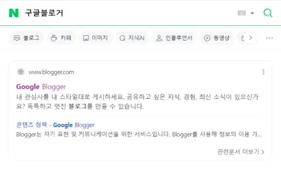 네이버 검색엔진에서 구글블로거 검색하는 이미지