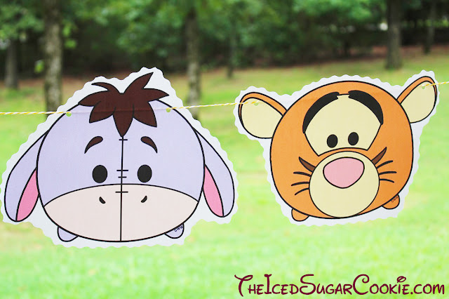 Tsum Tsum Disney Characters Birthday Party Flag Hanging Banner DIY Idea-Winnie The Pooh Bear, Mickey Mouse, Minnie Mouse, Goofy, Eeyore, Tigger, Pluto, Piglet