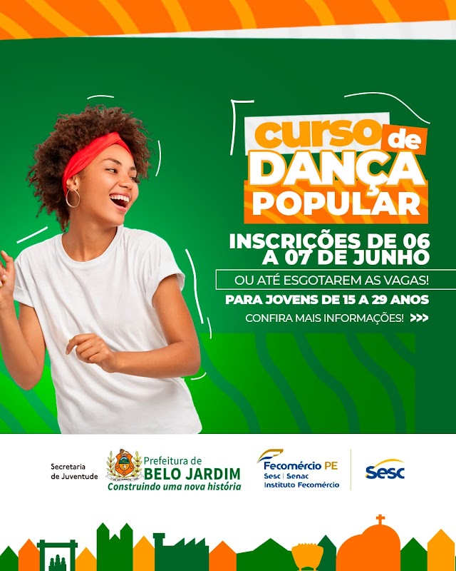 PREFEITURA DE BELO JARDIM E SESC LER ABREM VAGAS PARA CURSOS DE DANÇA POPULAR E TEATRO INTERMEDIÁRIO PARA JOVENS