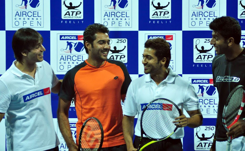 Ratta Charitra Stars Suriya and Vivek Oberai at Aircel Chennai Open Tennis Tournament show stills