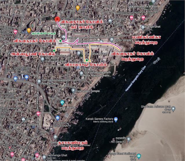 Kashi Vishwanath Visalakshi Annapoorani Temples and the paths we went