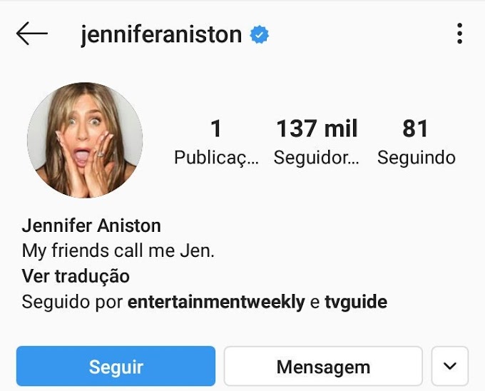 OMG! JENNIFER ANISTON TOMBA INSTAGRAM COM SUA PRIMEIRA CONTA NA REDE