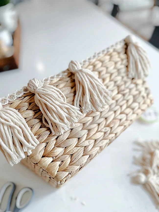 basket with tassels and a space