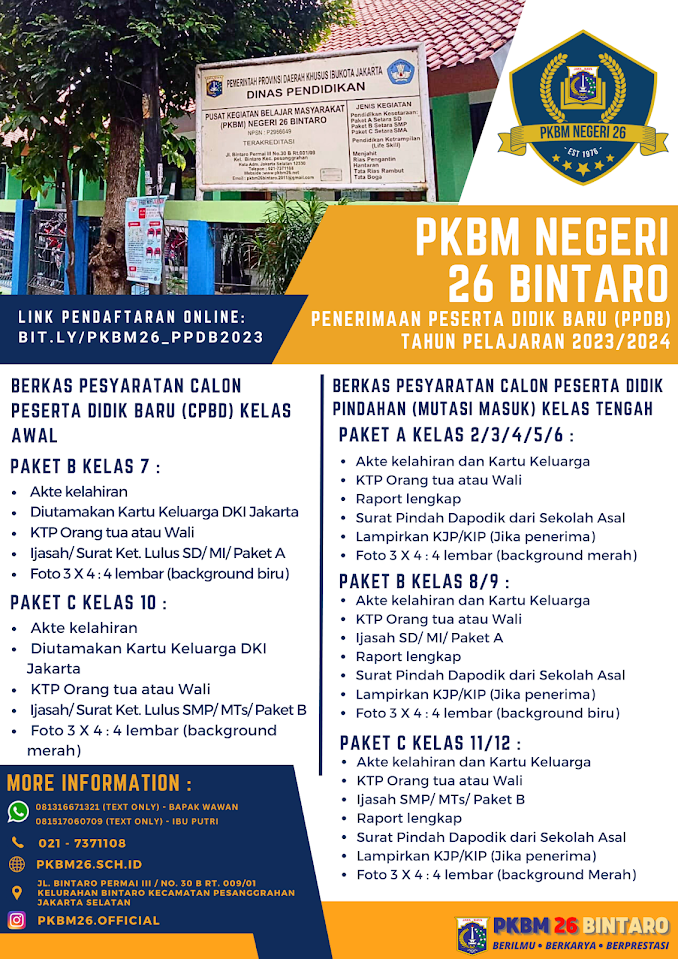 PPDB PKBM Negeri 26 Bintaro 2023/2024
