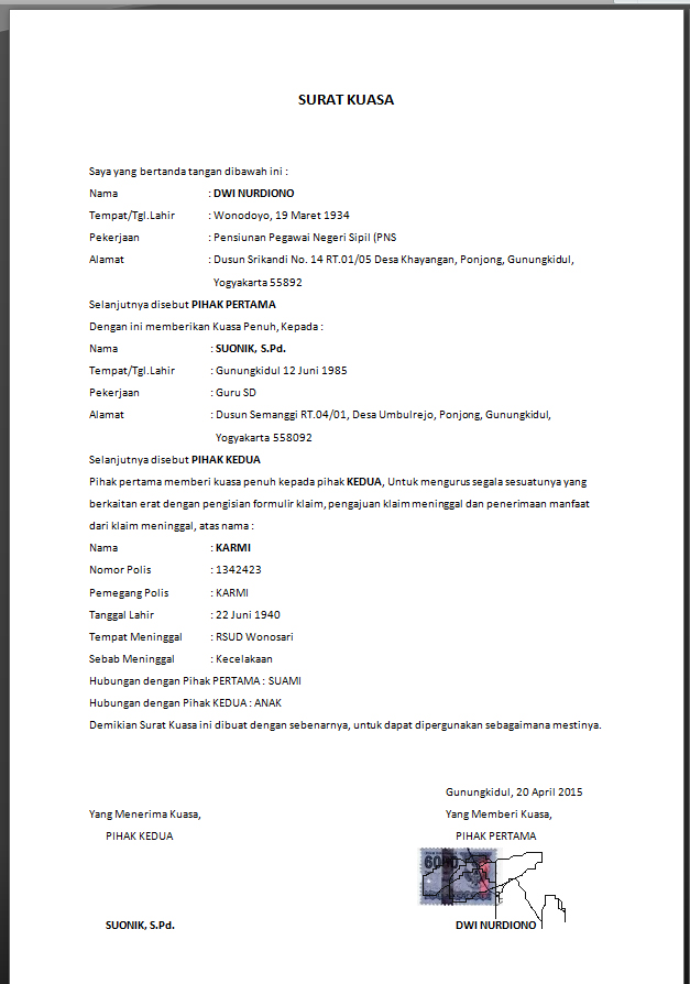 Kumpulan Surat Kuasa Pengambilan Uang - Page 5 - www 