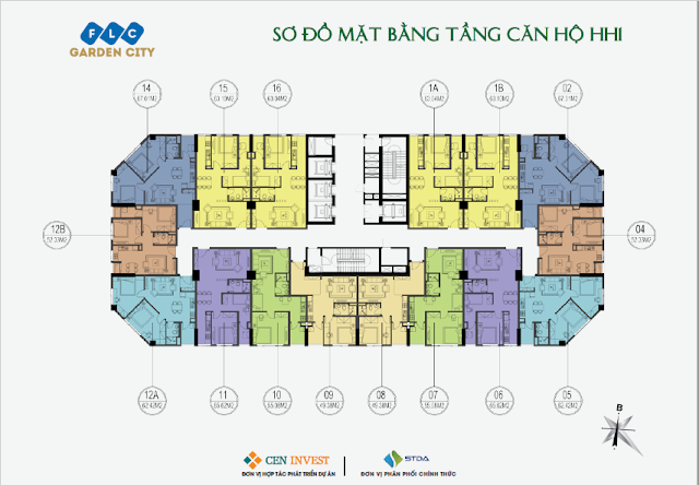 Mặt bằng tầng căn hộ điển hình tòa HH1 FLC Garden City