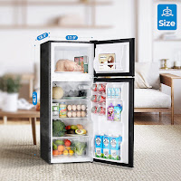 Upstreman R401 2-door Compact Fridge Freezer, inside view, image