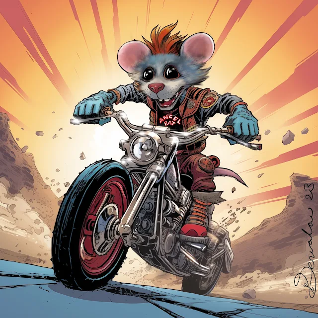 Naughty rat mischief face cheeky rat gang rat boy hells angel biker illustration book image