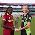 Stafanie Taylor and Meg Lanning with the Women's World T20 Trophy