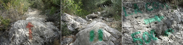 LA BISBAL DEL PENEDÈS - PUIG FRANCÀS - COVA GRAN - PUIG DE LA COVA - MAS BARTOMEU, senyals al torrent de la Cova - Montmell