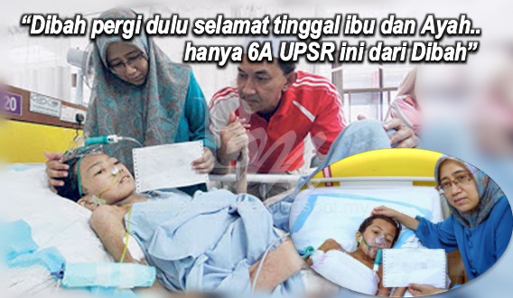 Sayu : "Dibah pergi dulu selamat tinggal ibu dan Ayah..hanya 6A UPSR ini dari Dibah" (4Gambar)