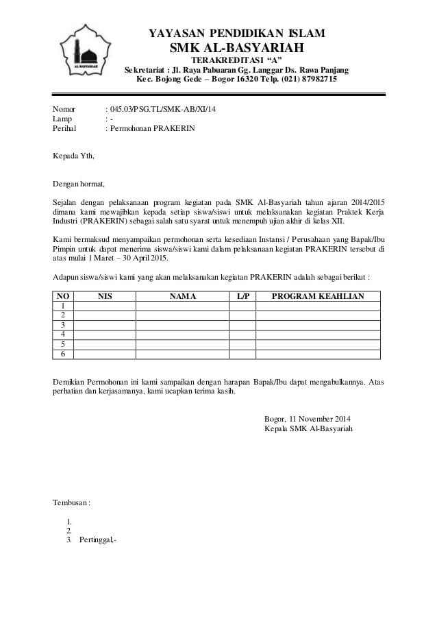 10 Contoh  Surat Permohonan Magang Kerja Terlengkap 