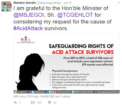 Maneka Gandhi Tweet about acid attack survivor