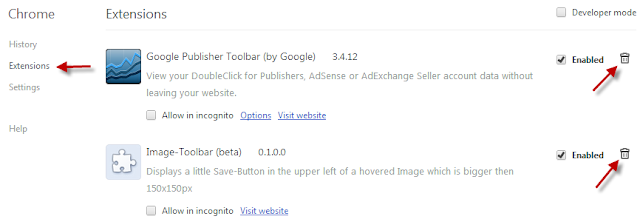 How to remove toolbars in Google Chrome