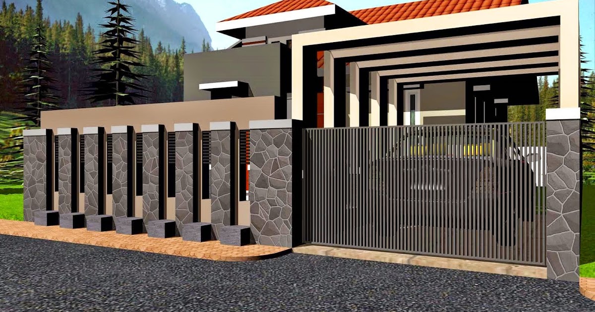 Model Pagar Tembok Minimalis Menggunakan Batu Alam