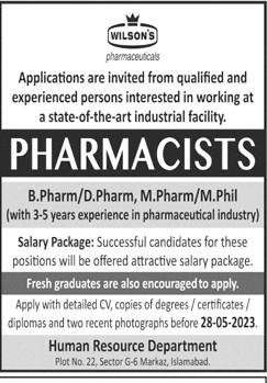Pharmacists Job In Islamabad 2023 [Apply Online]