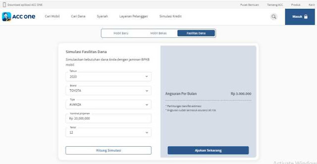 Tabel Angsuran ACC Finance