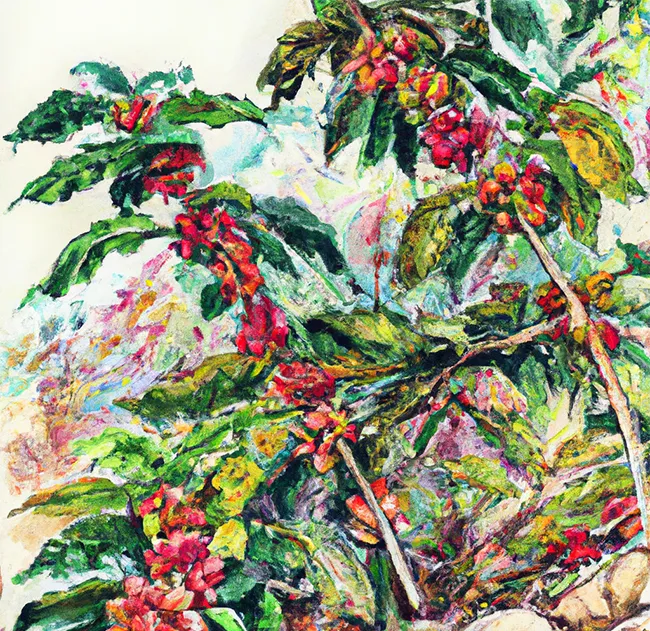 Javanese coffee watercolor painting