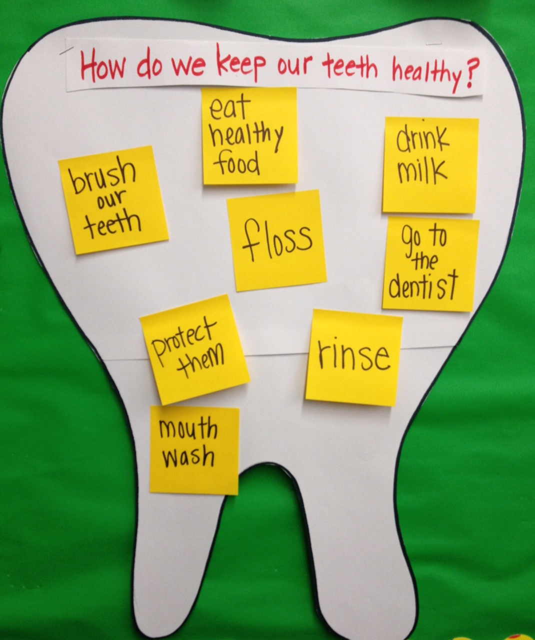 We talked about keeping our teeth healthy, what types of foods are ...