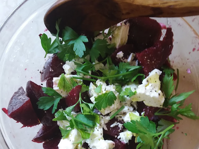 Beet salad in a bowl.
